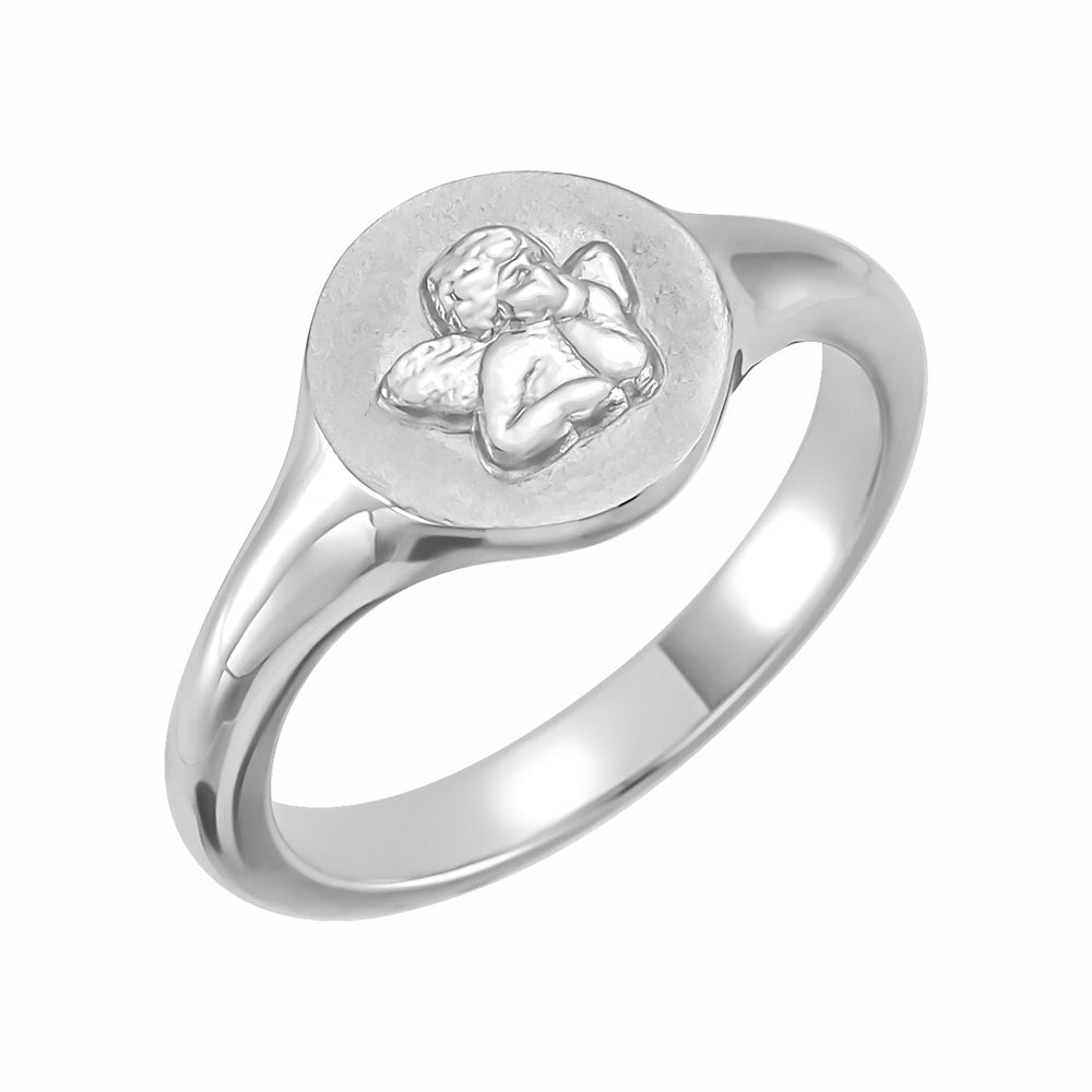 14k Gold Cherub Angel Pinky Ring – Moonstone