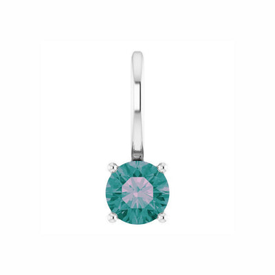 Sterling Silver Imitation Birthstone Solitaire Pendant