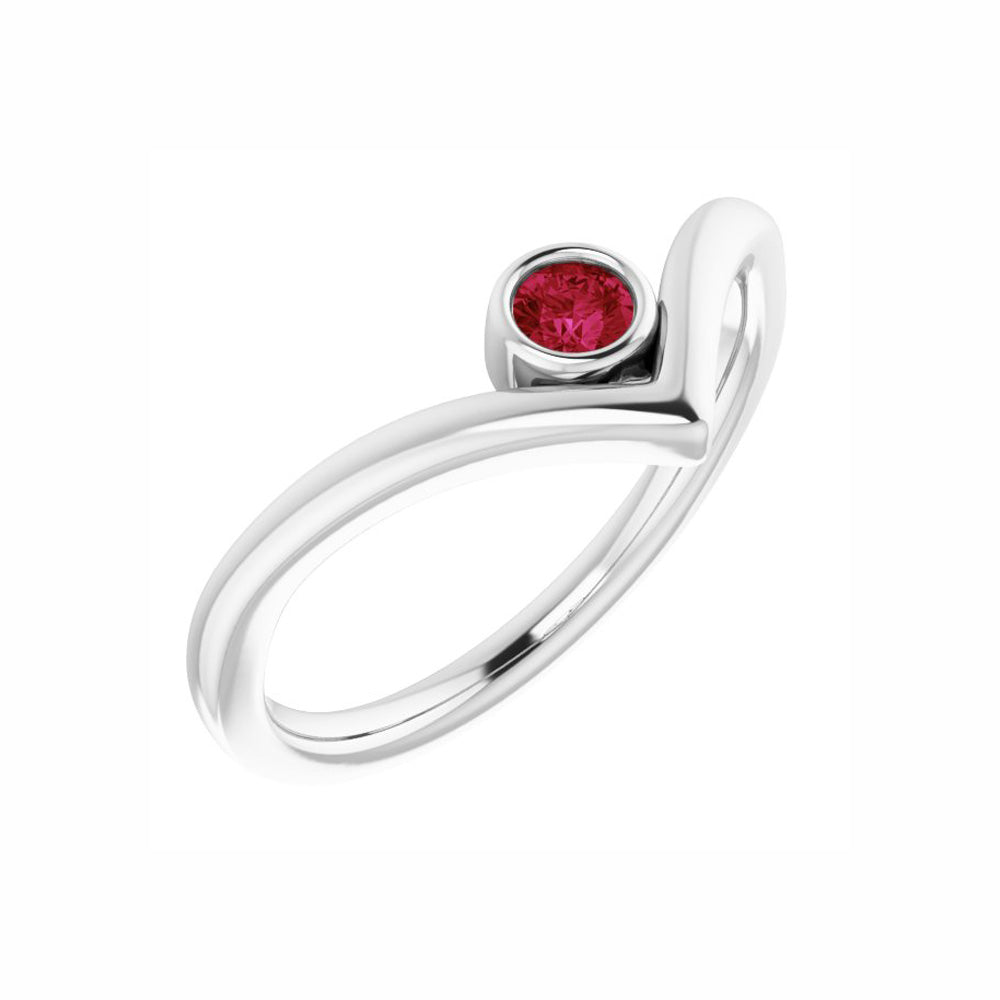 Ruby Bezel-Set V Ring