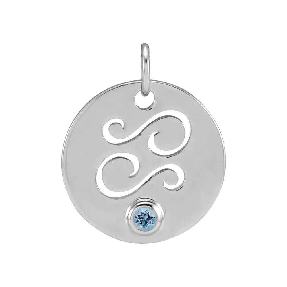 Sterling Silver Gemstone Zodiac Pendant