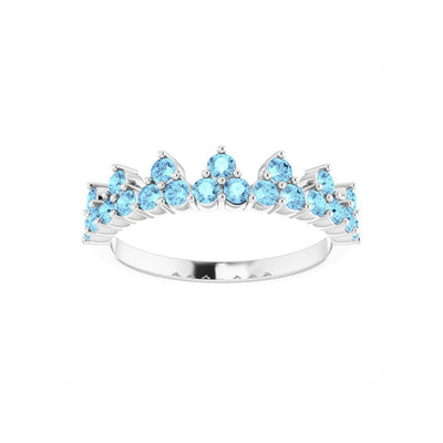 14k Gold Aquamarine Crown Ring