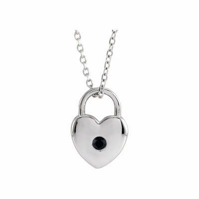 14k Gold Gemstone Heart Lock 18" Necklace
