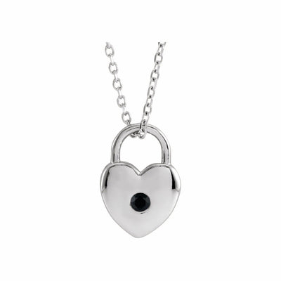 Sterling Silver Gemstone Heart Lock 18" Necklace