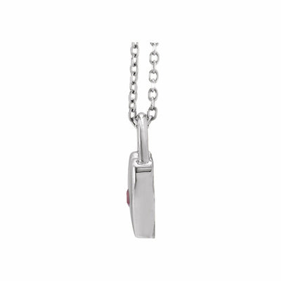 Sterling Silver Gemstone Heart Lock 18" Necklace