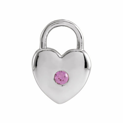 14k Gold Gemstone Heart Lock Pendant