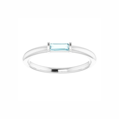 Blue Topaz Straight Baguette Stackable Ring