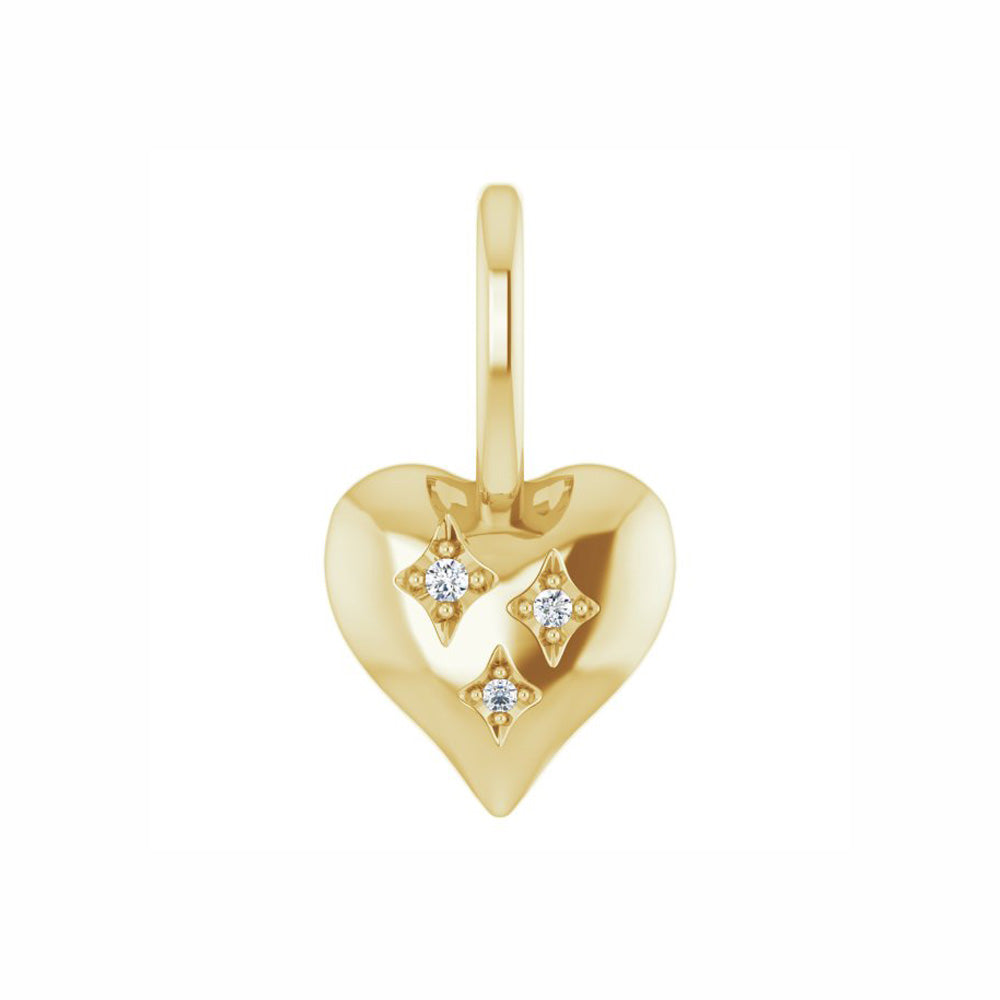 14k Gold Diamond Heart Charm