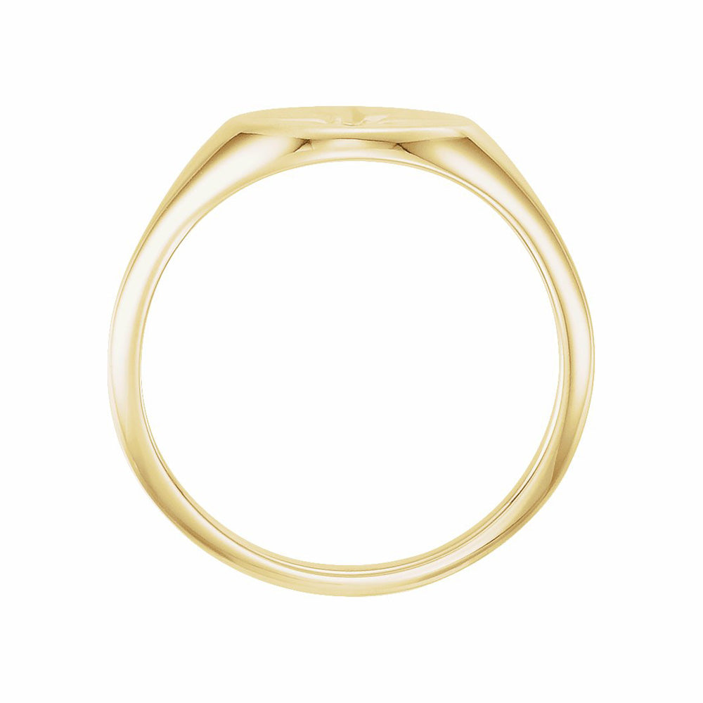 14k Gold .02 CT Diamond 10x8 mm Oval Starburst Signet Ring