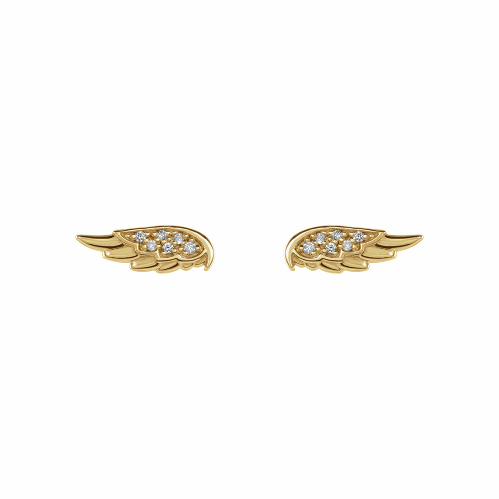 14k Gold Diamond Angel Wing Earrings