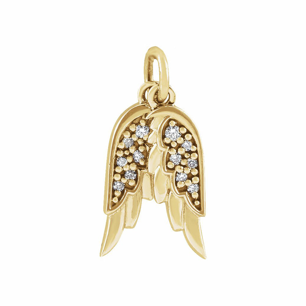 14k Gold .03 CTW Diamond Angel Wings Pendant