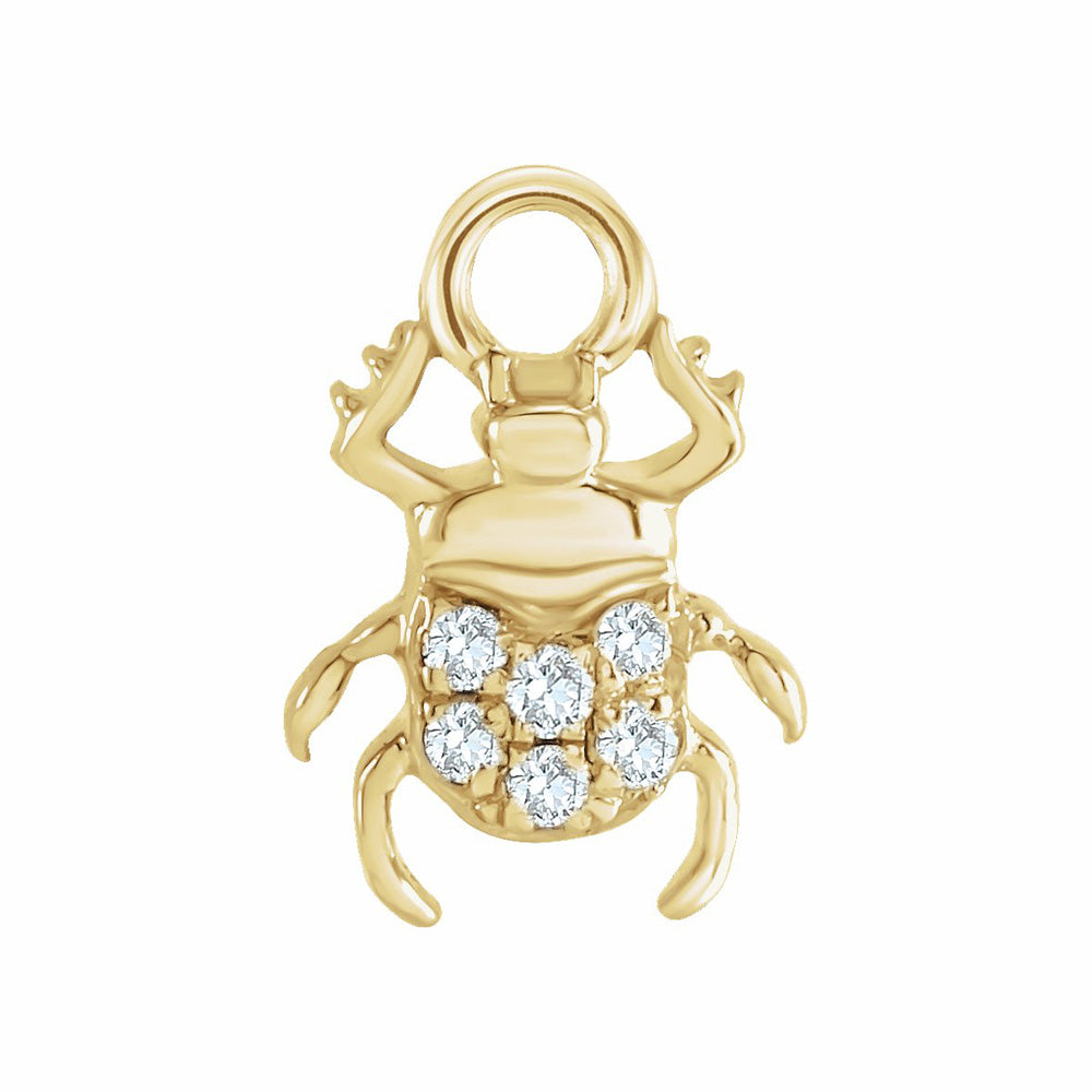 Gold and diamond beetle dangle charm