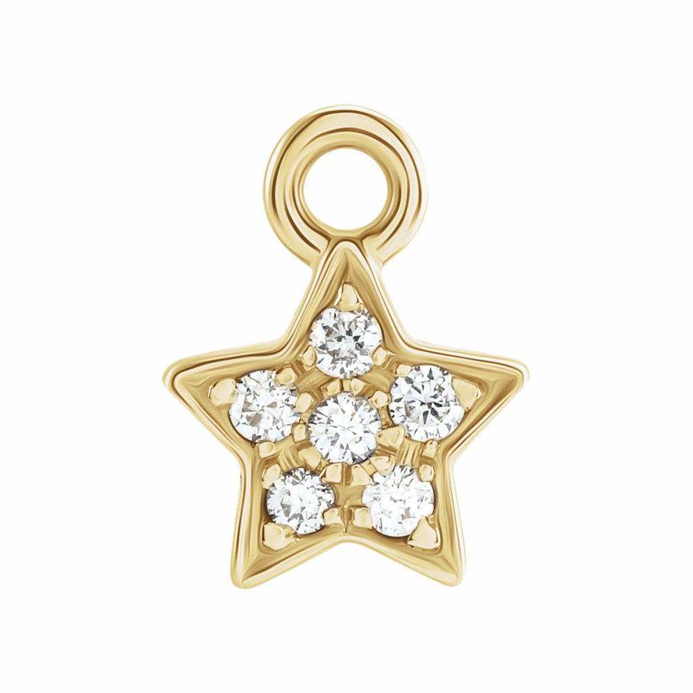 14k Gold Diamond Star Dangle