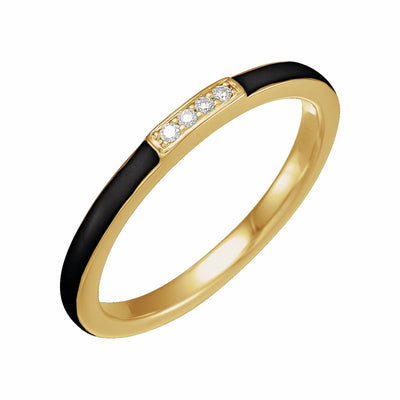 14k Gold .03 CTW Natural Diamond & Enamel Stackable Ring
