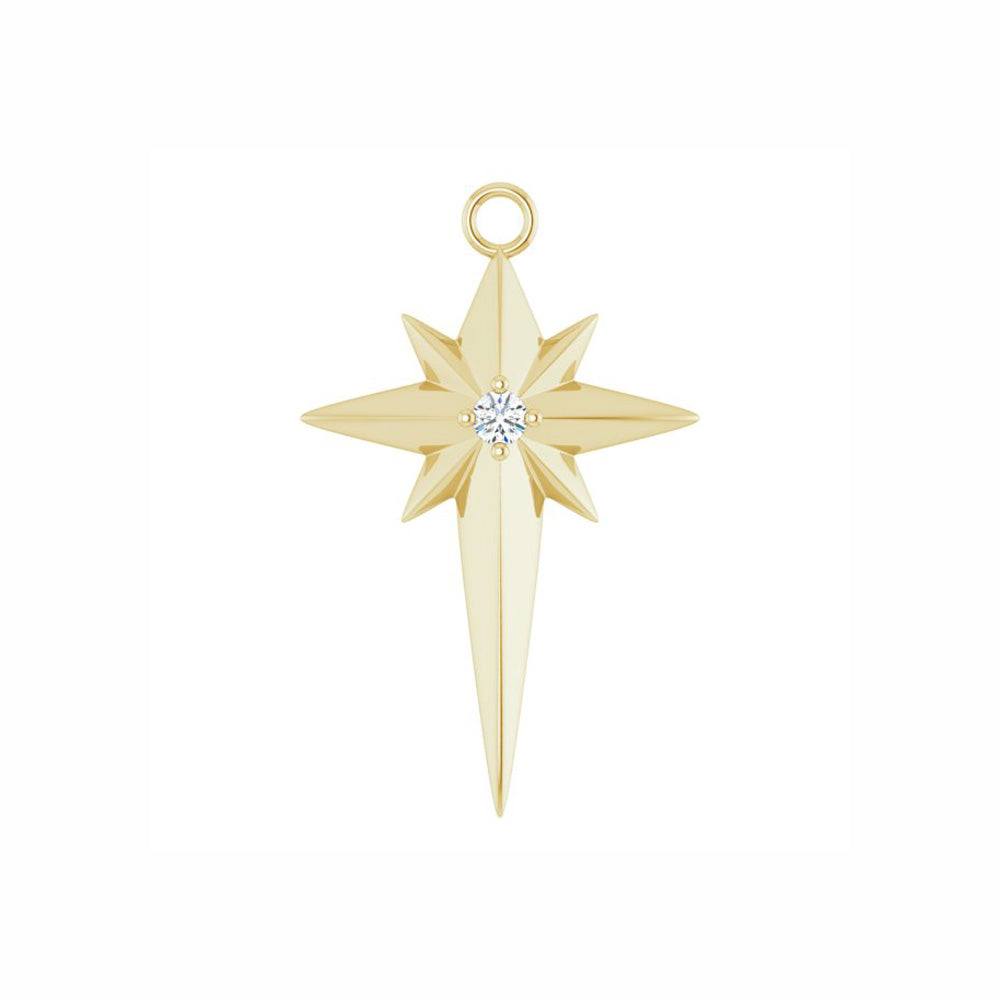 14K Gold and Diamond, North Star, Celestial Cross Dangle Charm