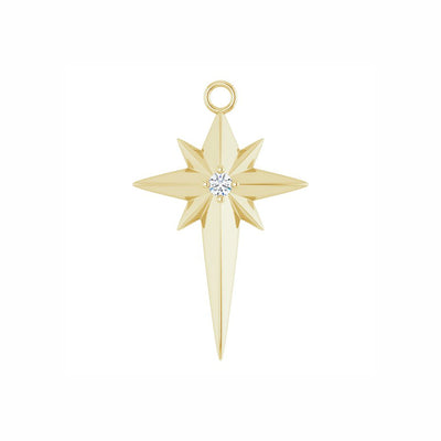 14K Gold and Diamond, North Star, Celestial Cross Dangle Charm