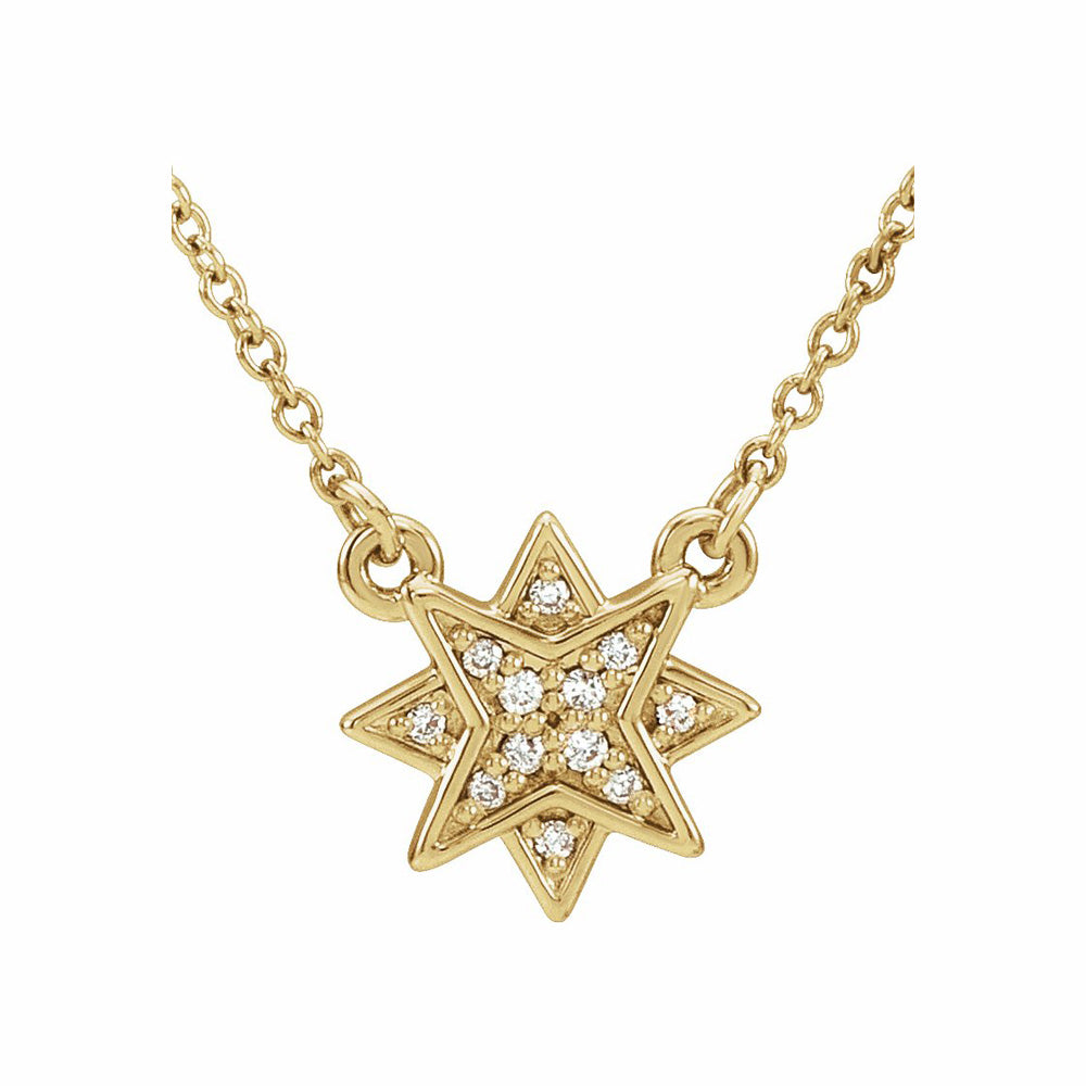 14k Gold Diamond Star Necklace