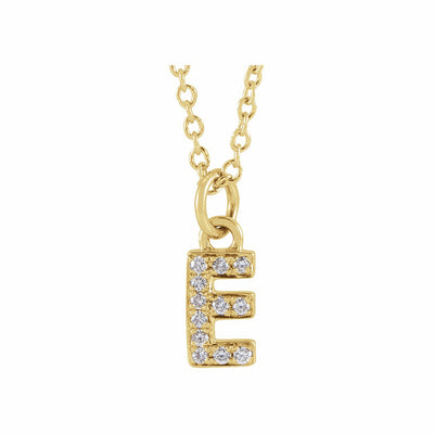14k Gold & Diamond Petite Initial Charm Necklace 16-18"