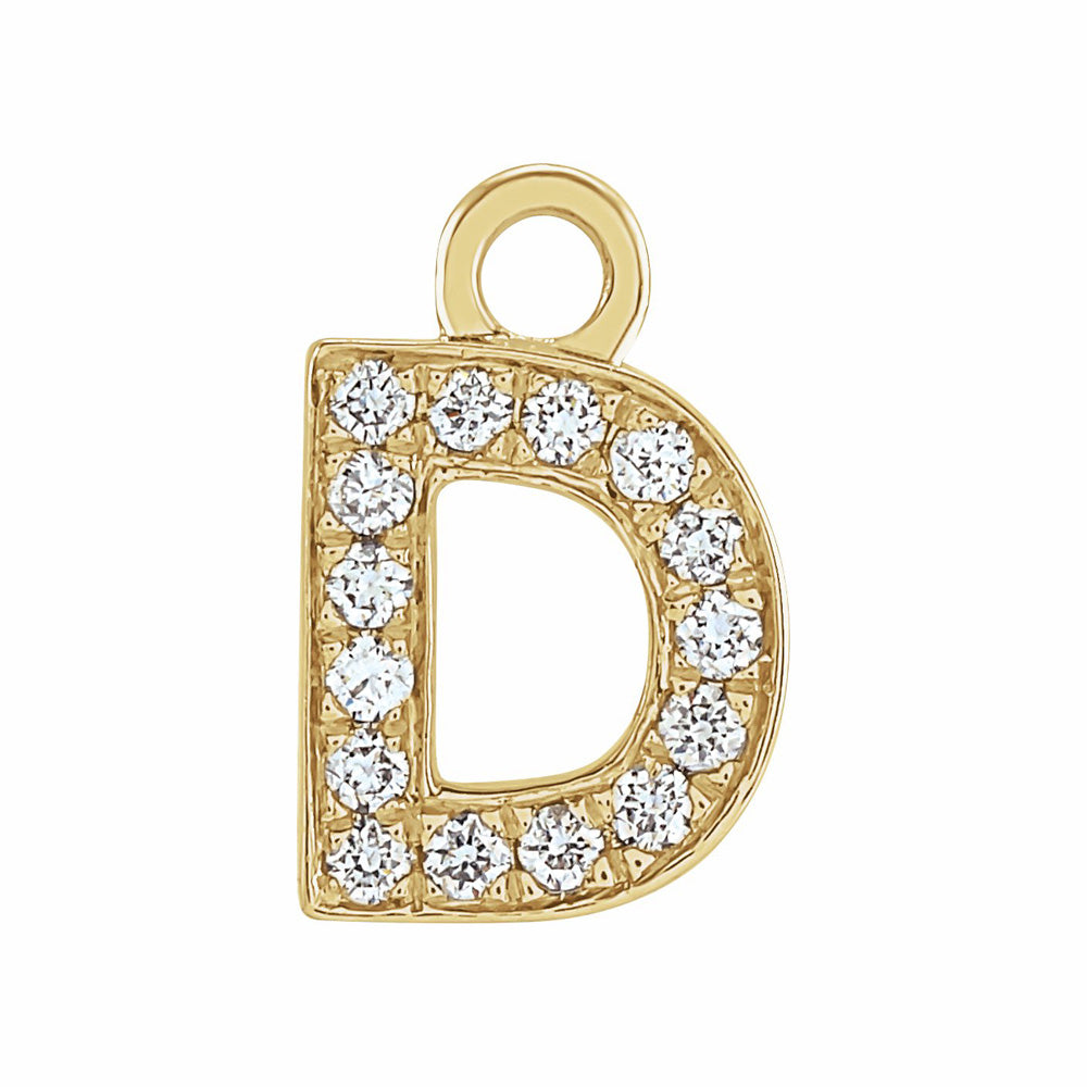 14k Gold Diamond Initial Letter Dangle
