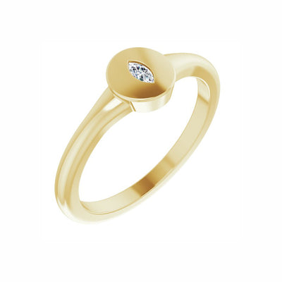 14k Gold .05 CT Diamond Signet Ring