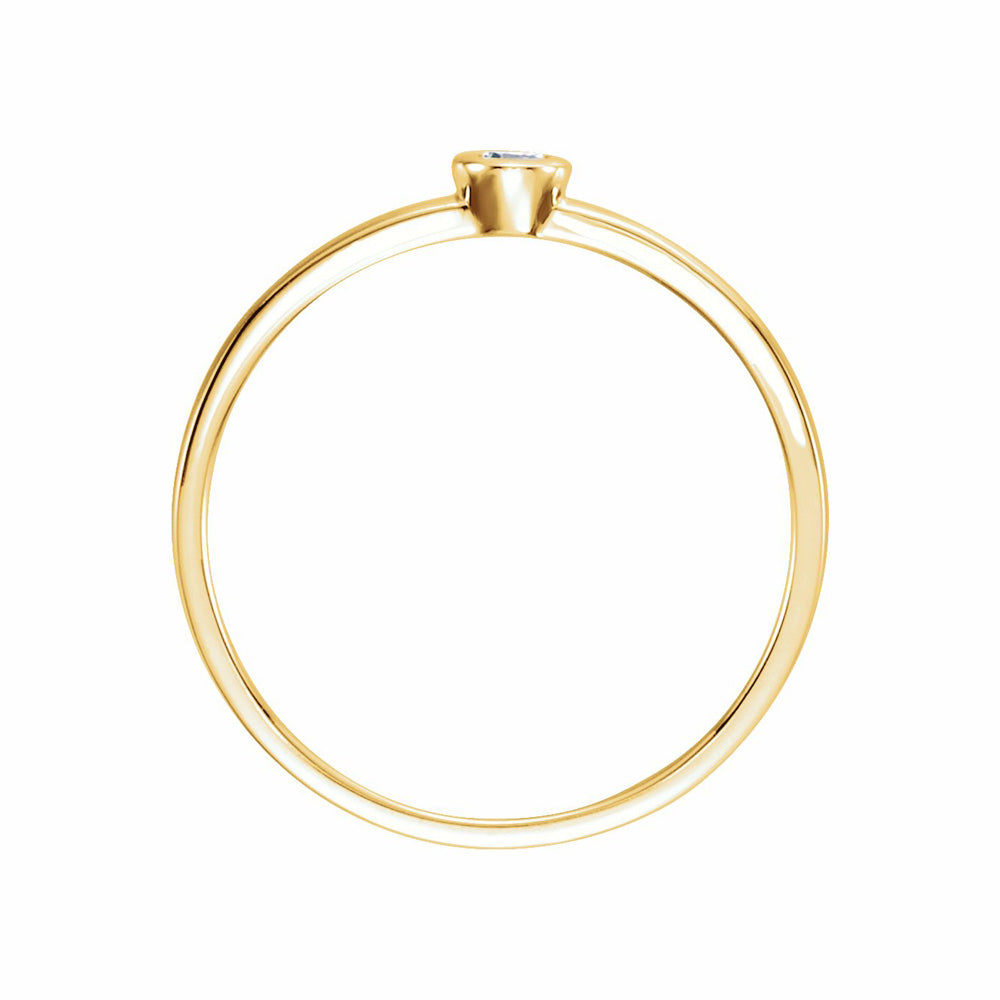 14k Gold Diamond Bezel-Set Solitaire Ring