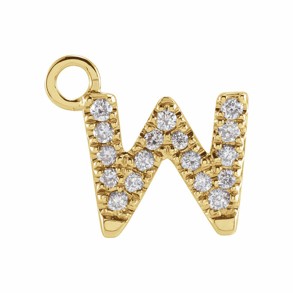 14k Gold Diamond Initial Letter Dangle – Moonstone