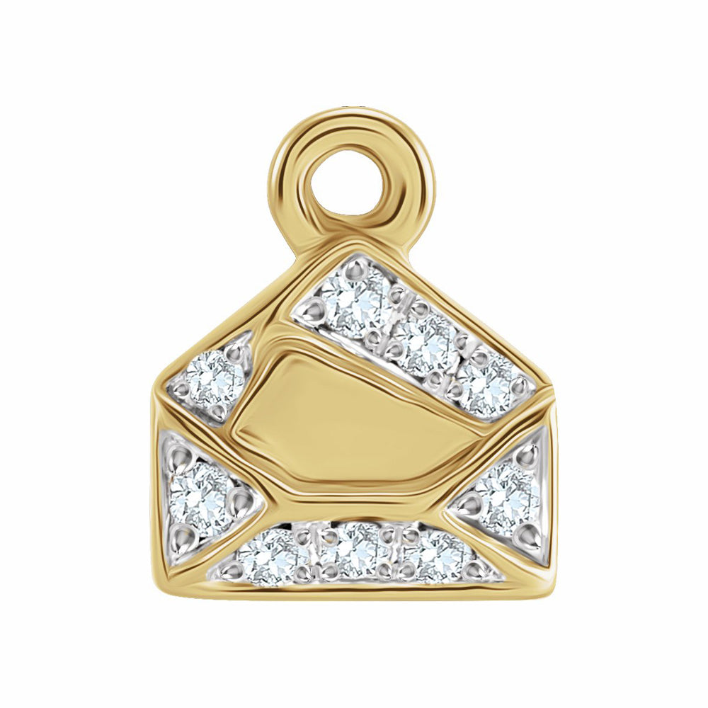 14k Gold Natural Diamond Envelope Dangle