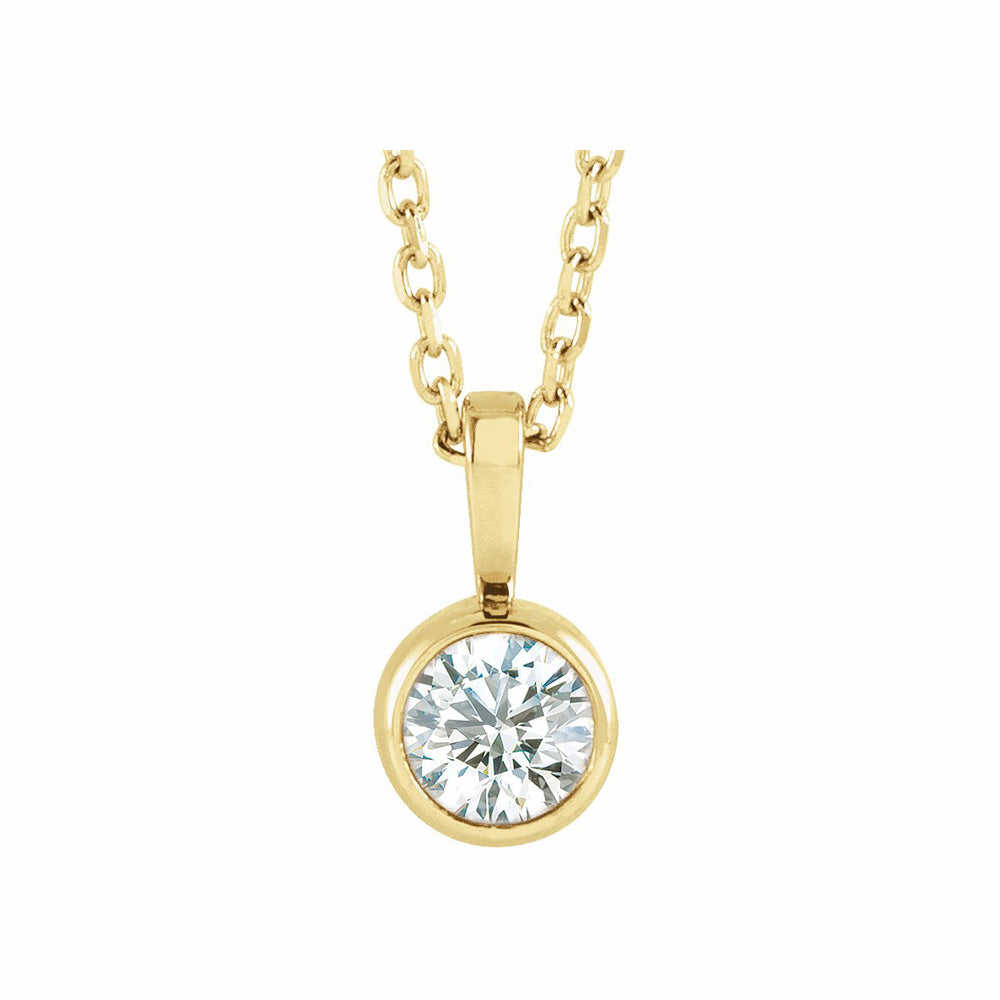 14k Gold Diamond Bezel-Set Solitaire Necklace