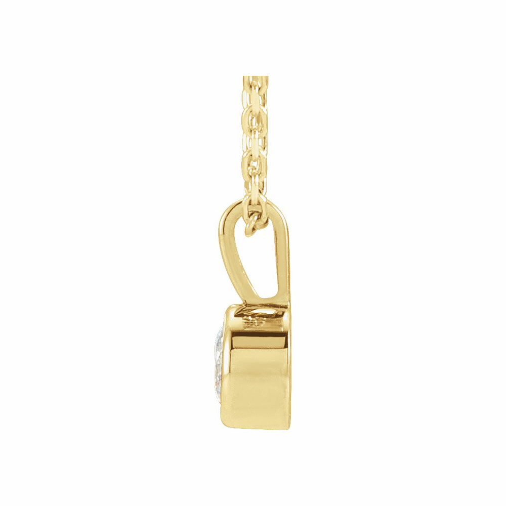 14k Gold Diamond Bezel-Set Solitaire Necklace