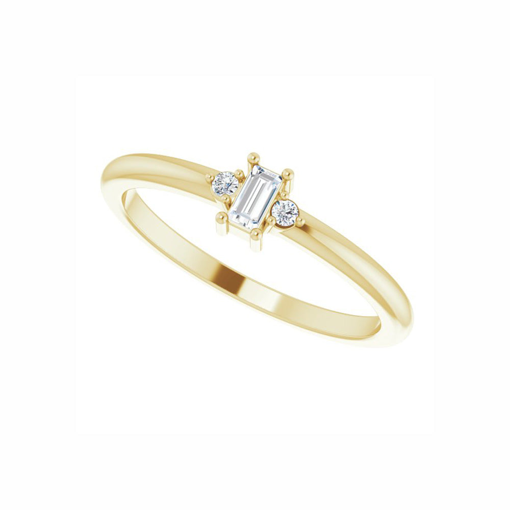 14k Gold Diamond Baguette Stackable Ring