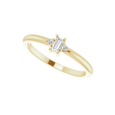 14k Gold Diamond Baguette Stackable Ring