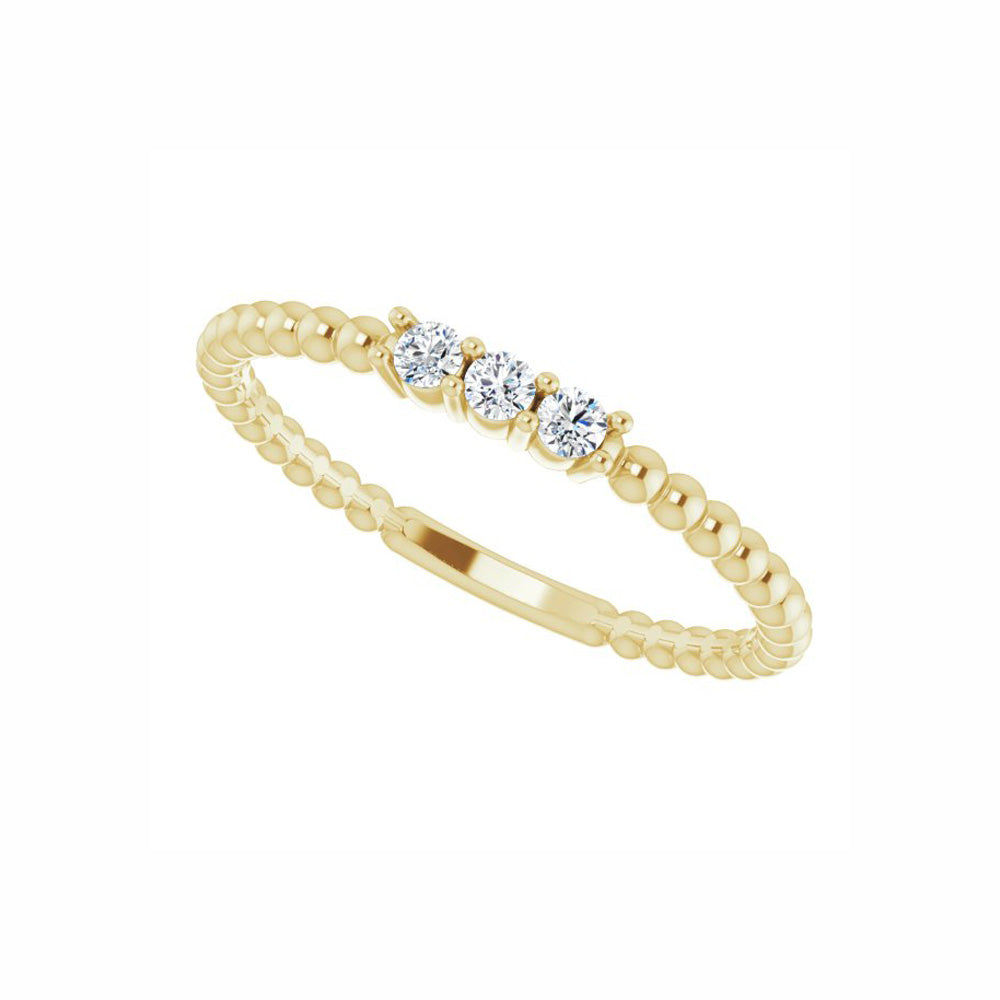 14k Gold Diamond Beaded Ring