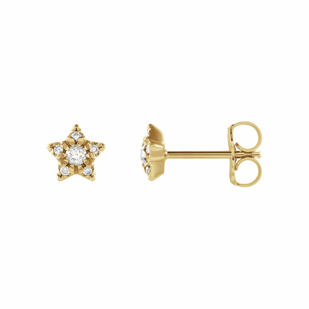 14k Gold Diamond Star Earrings