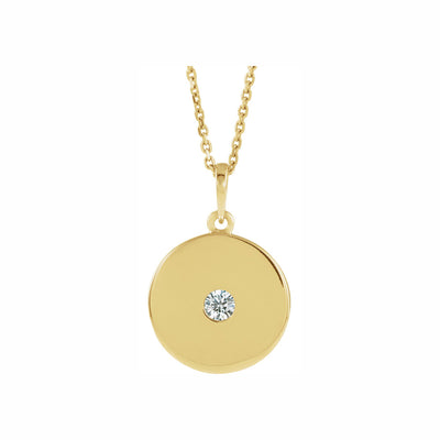 14k Gold Disc 1/10 CTW Natural Diamond Necklace 16-18"