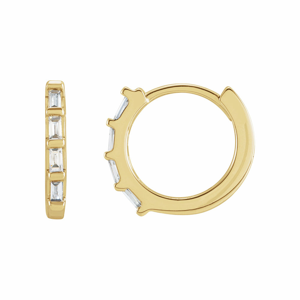 14k Gold Gemstone Huggie Earrings