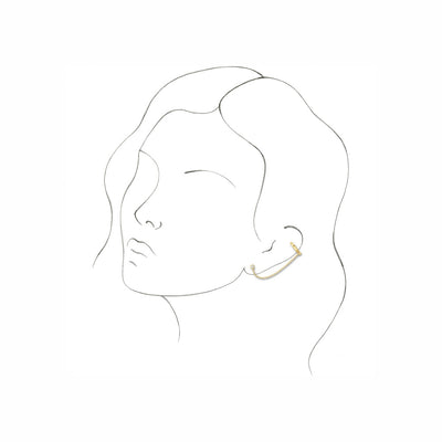 14k Gold 1/10 CT Diamond Single Ear Cuff with Chain