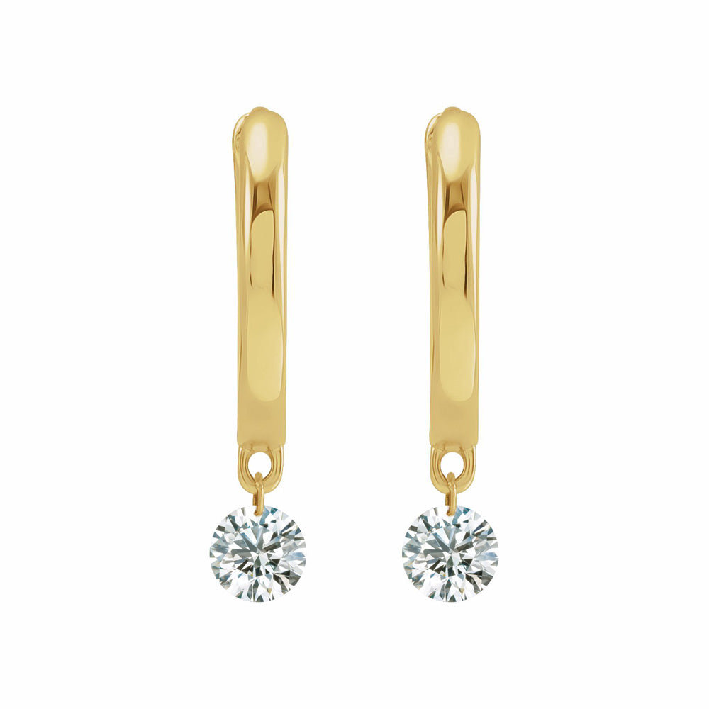 14k Gold Natural Diamond Hinged Hoop Earrings