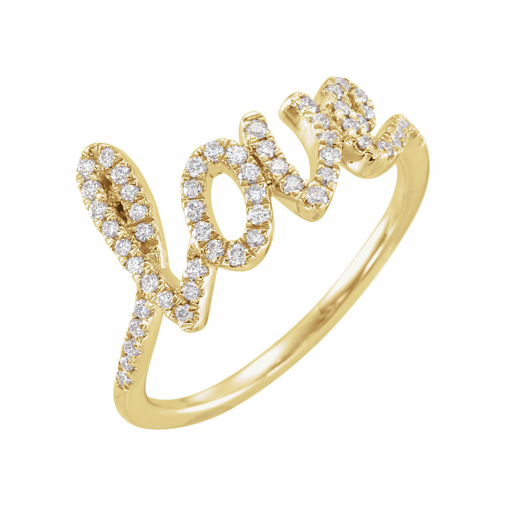 14k Gold .23 CTW Natural Diamond Love Ring