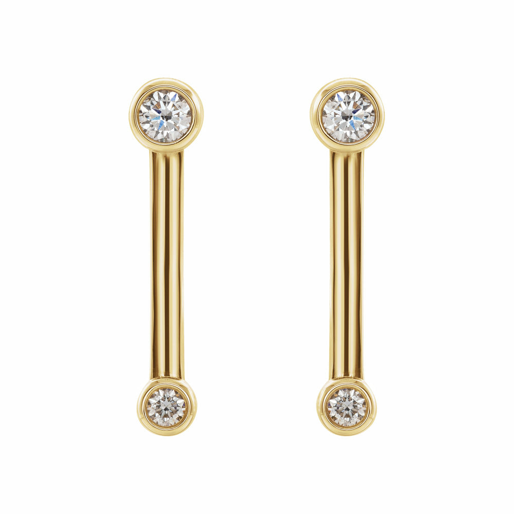 14k Gold 1/5 CTW Diamond Bezel-Set Bar Earrings
