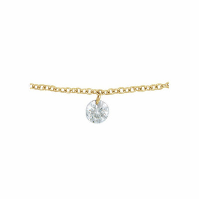 14k Gold 1/6 CT Drilled Natural Diamond Solitaire Necklace 16-18"