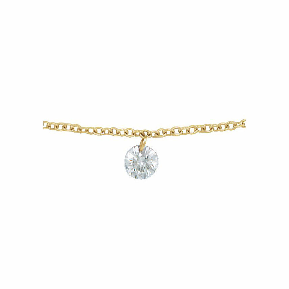 14k Gold 1/6 CT Drilled Natural Diamond Solitaire Bracelet