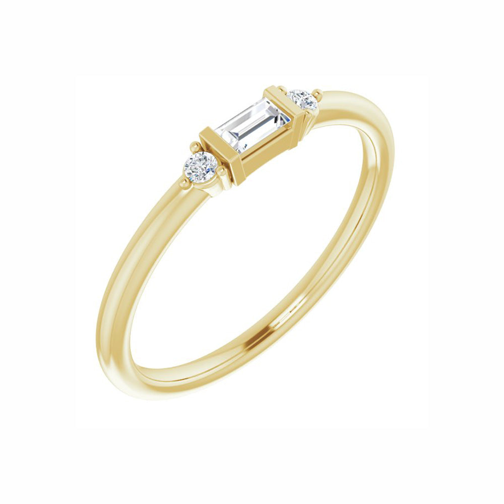 14k Gold Diamond Accented Baguette Stackable Ring