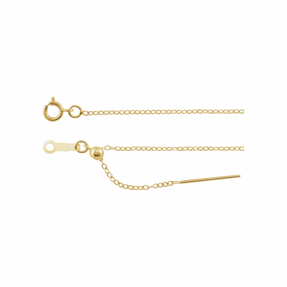 14k Gold Adjustable Threader Cable Chain, 6-8" Bracelet
