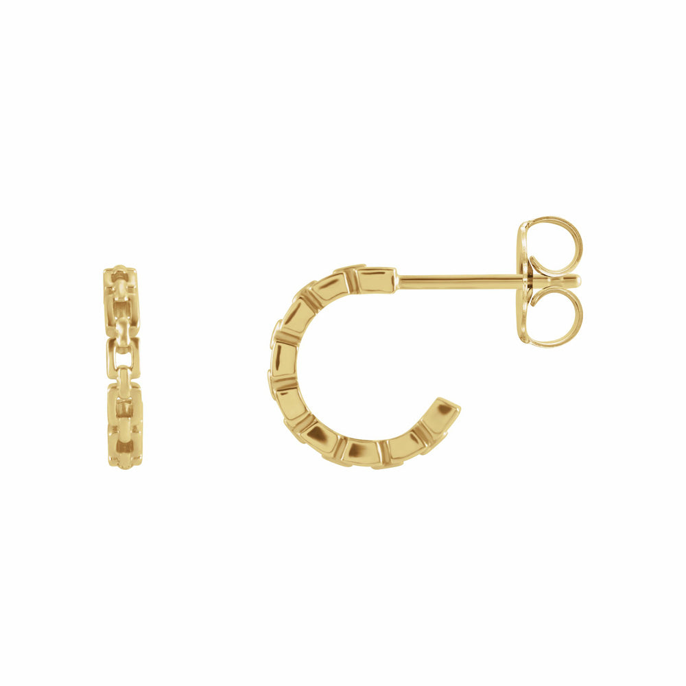 14k Gold Chain Link Huggie Earrings