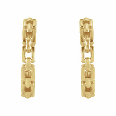 14k Gold Chain Link Huggie Earrings