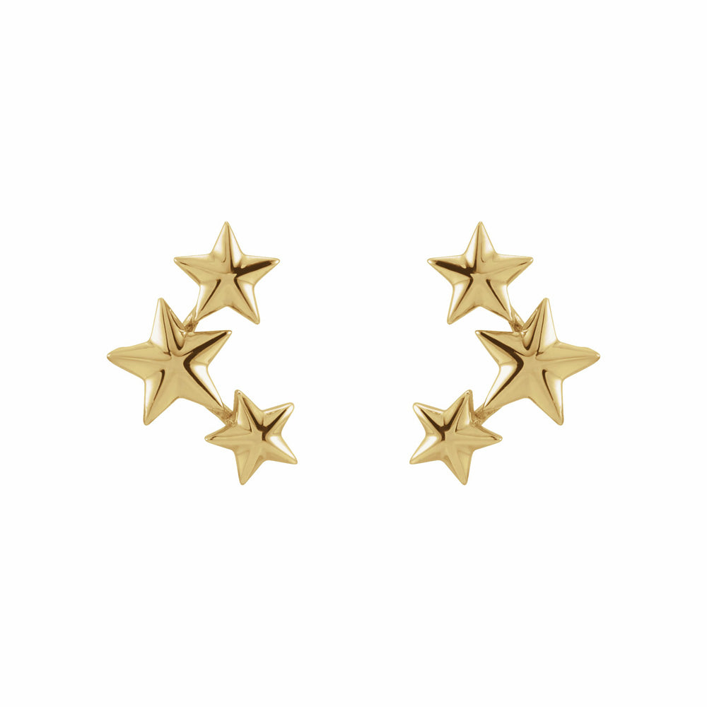 14k Gold Star Ear Climbers