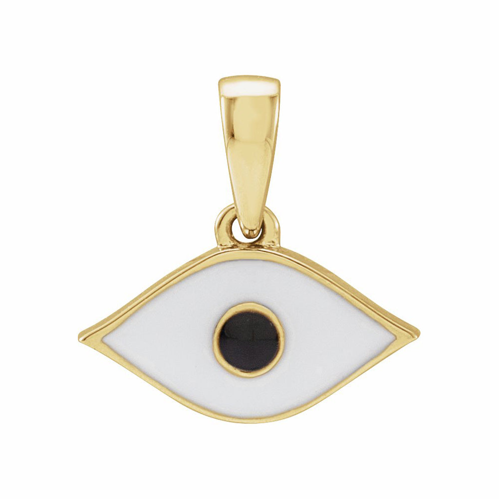 14k Gold Enameled Evil Eye Pendant
