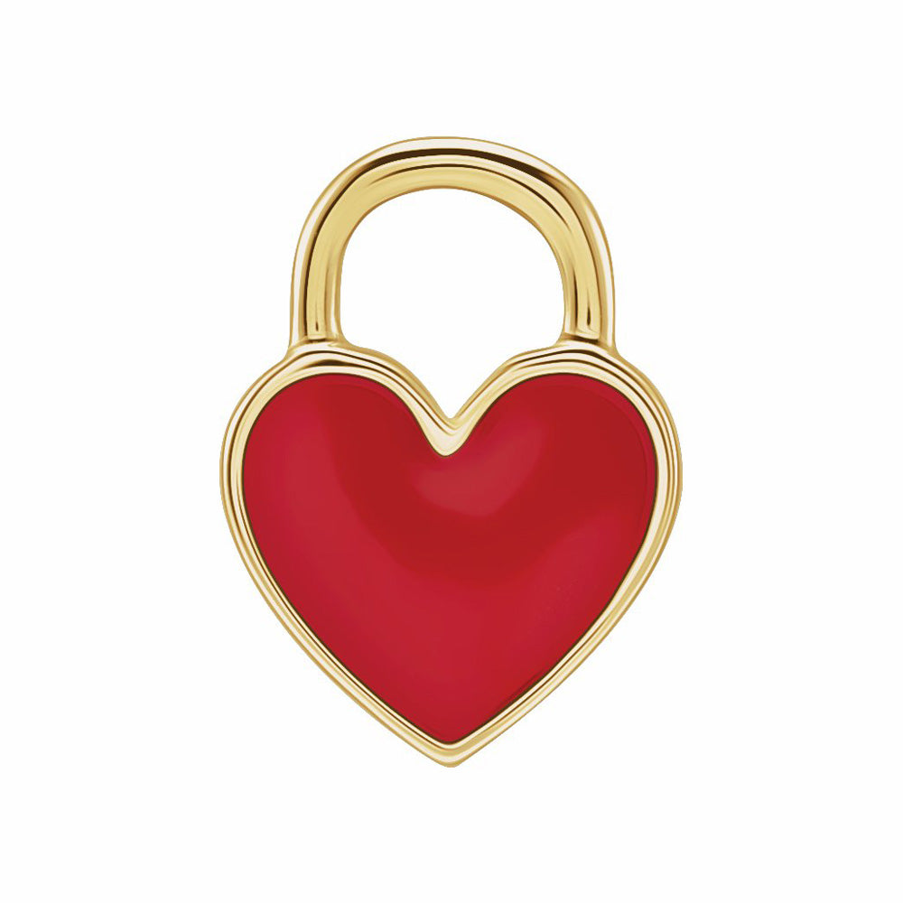 14k Gold Enameled Heart Charm Pendant