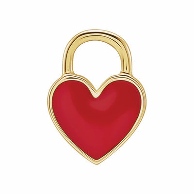14k Gold Enameled Heart Charm Pendant