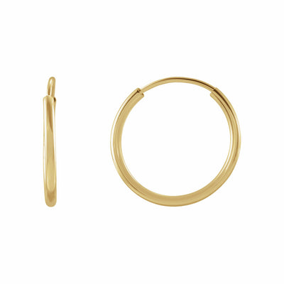 14K Yellow Gold Flexible Endless Hoop Earrings
