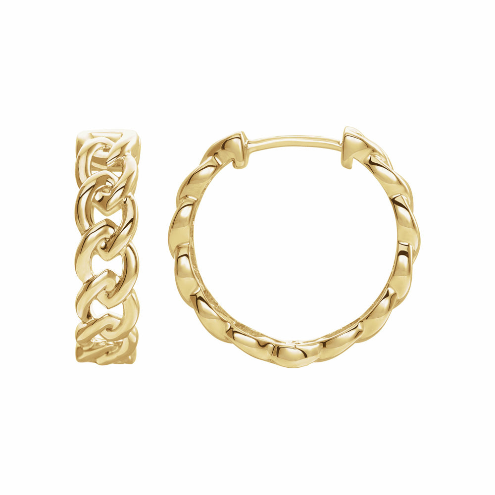 14k Gold 19.6 mm Chain Link Hoop Earrings